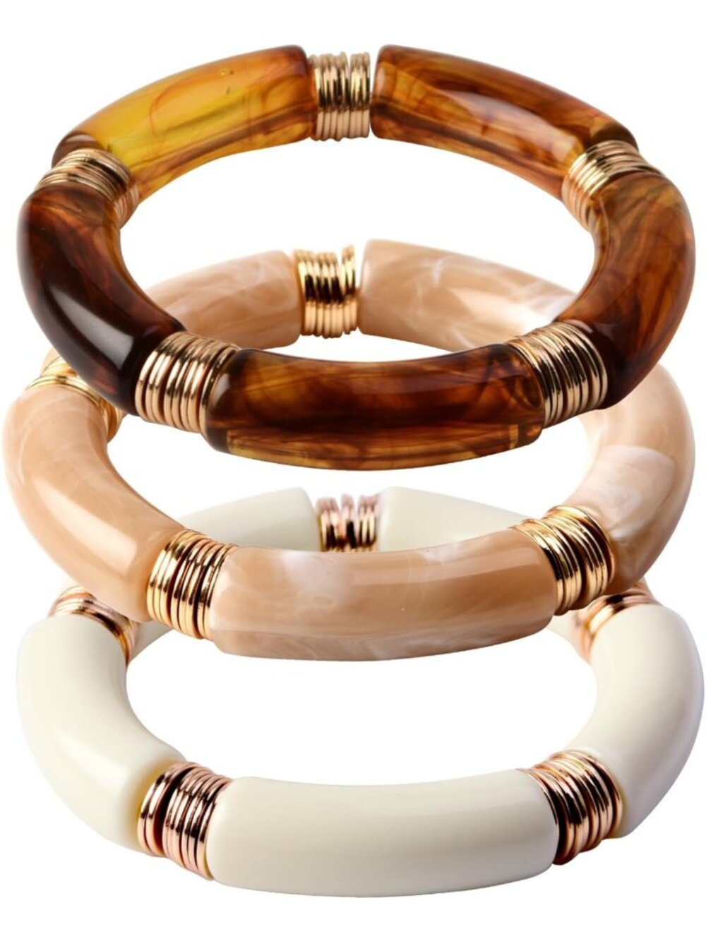 Chic Gold Plated Beaded Bangles Set - Colorful Stacking Bracelets for Women
